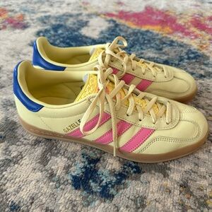 Adidas Gazelle Women's Yellow, Pink, and Blue Sneakers Size 8